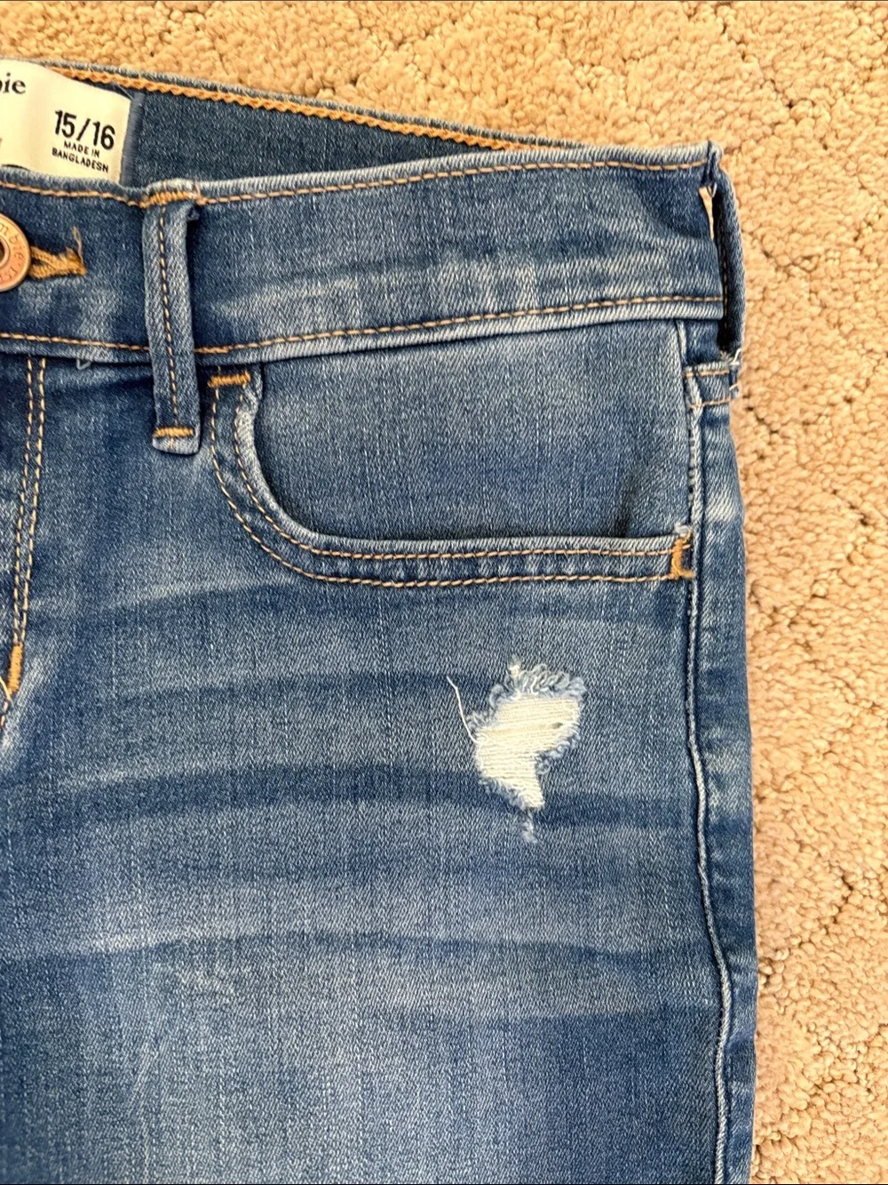 abercrombie kids Dark Blue Skinny Jeans with Light Distressing